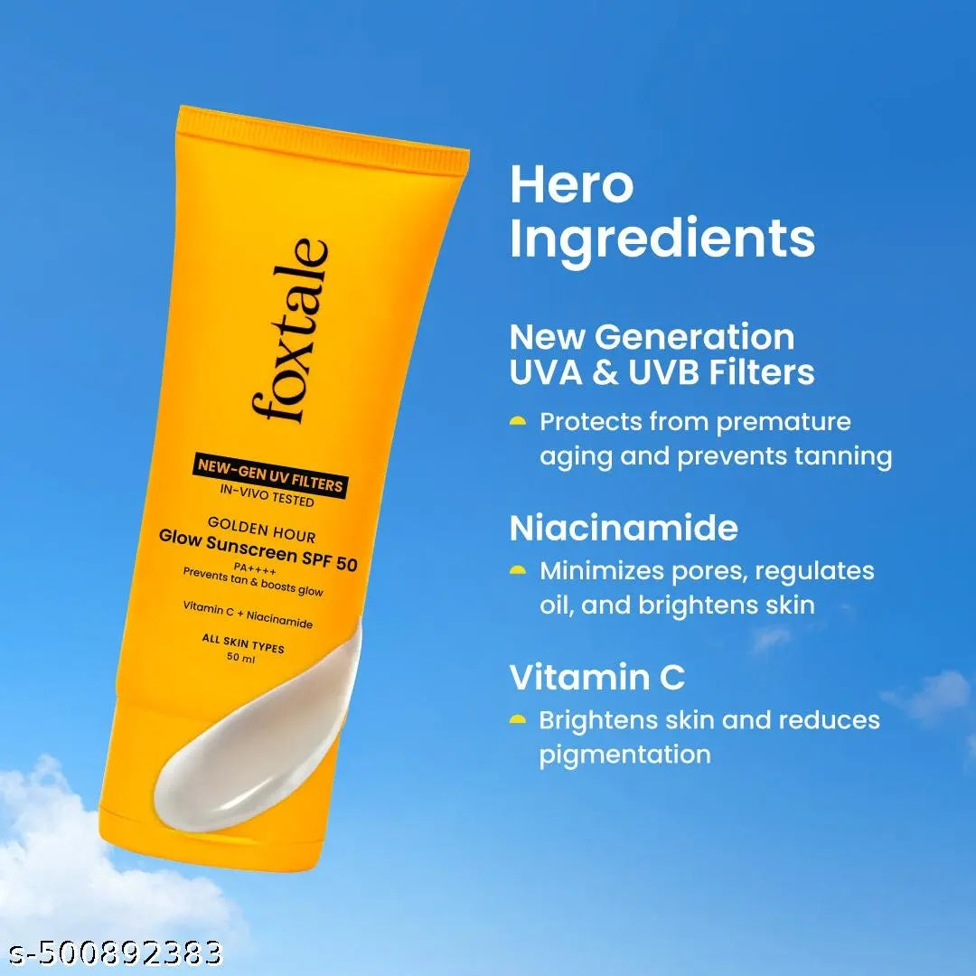 Foxtale SPF 50 Vitamin C Glow Sunscreen with PA++++ &amp; Niacinamide