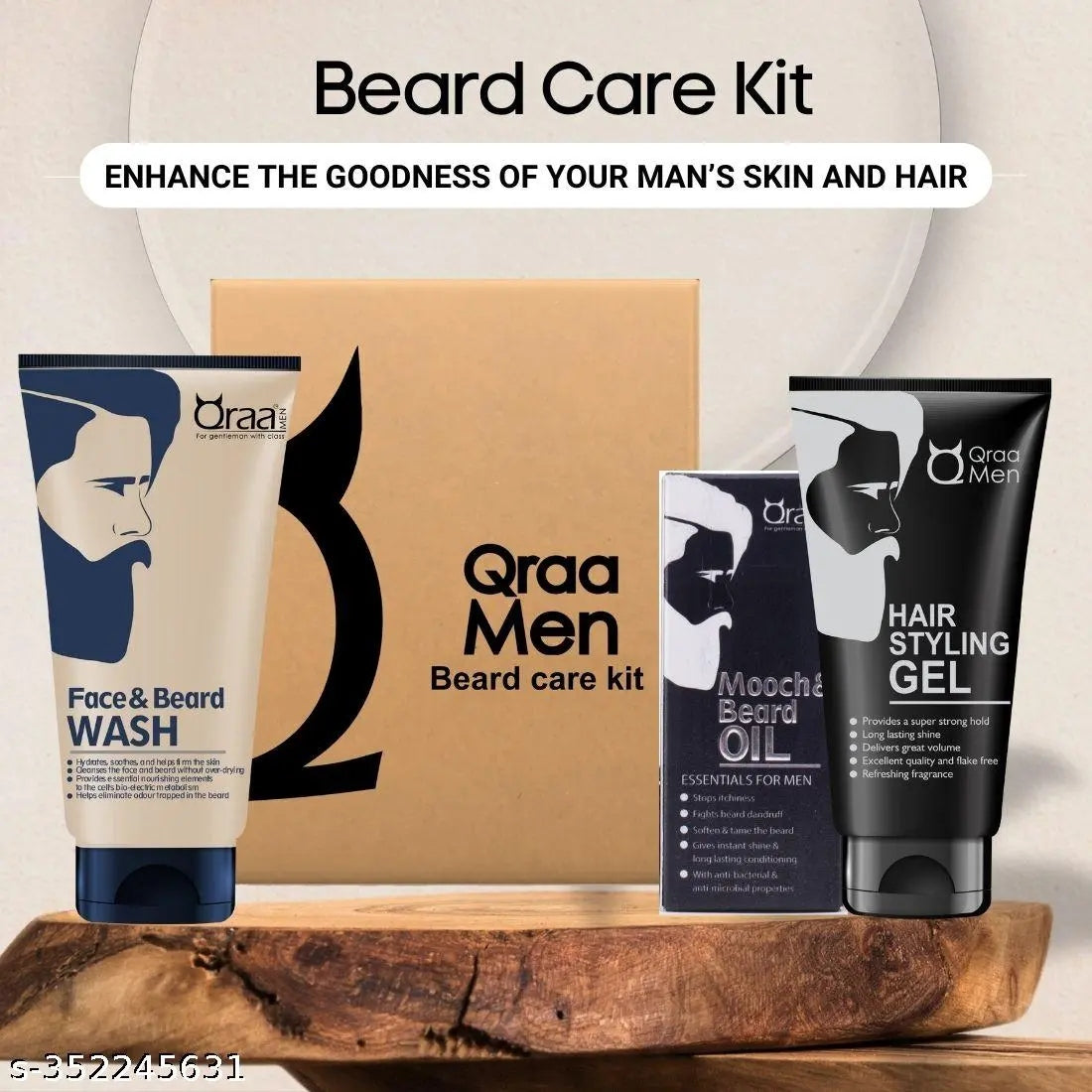 3 in 1 beard care kit with oil