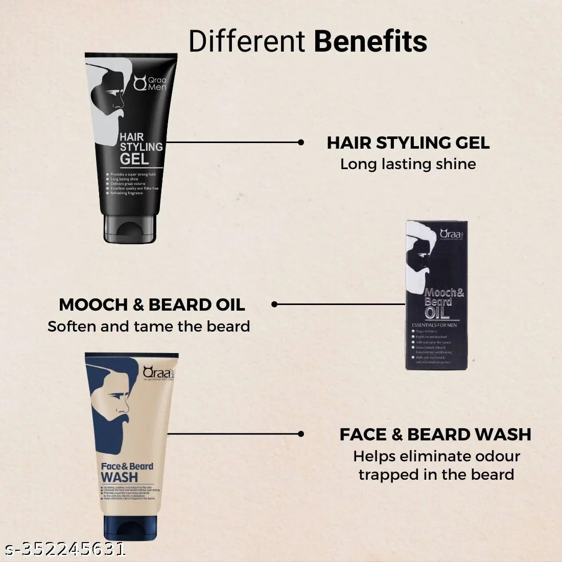 3 in 1 beard care kit with oil